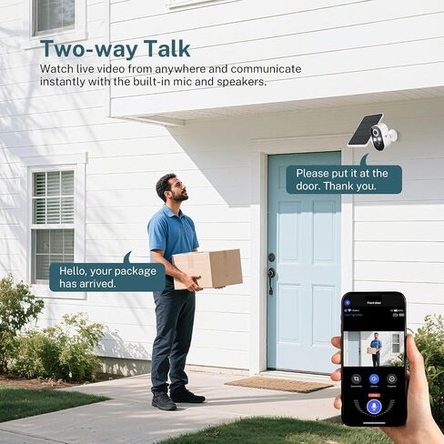 1080p Wireless Security Camera with Solar Panel, 2.4GHz Wi-Fi, Color Night Vision, Home Security System, PIR Motion Detection, 2-Way Talk, Outdoor Surveillance Bullet Cam (1 Pack) in Saudi Arabia