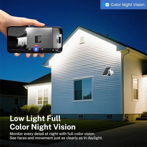 1080p Wireless Security Camera with Solar Panel, 2.4GHz Wi-Fi, Color Night Vision, Home Security System, PIR Motion Detection, 2-Way Talk, Outdoor Surveillance Bullet Cam (1 Pack) in Saudi Arabia