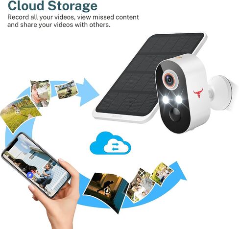 1080p Wireless Security Camera with Solar Panel, 2.4GHz Wi-Fi, Color Night Vision, Home Security System, PIR Motion Detection, 2-Way Talk, Outdoor Surveillance Bullet Cam (1 Pack) in Saudi Arabia