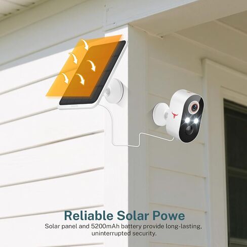 1080p Wireless Security Camera with Solar Panel, 2.4GHz Wi-Fi, Color Night Vision, Home Security System, PIR Motion Detection, 2-Way Talk, Outdoor Surveillance Bullet Cam (1 Pack) in Saudi Arabia