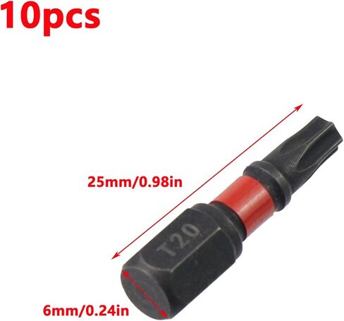 Antrader 10Pcs T25 Torx/Star Driver Bit Set, 25mm Long, 1/4 Inch Hex Shank, S3 Steel, Compatible with Electric & Manual Screwdrivers, Drills in Saudi Arabia