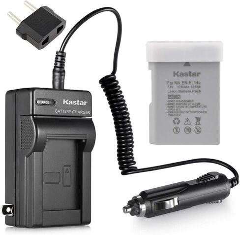 Kastar EN-EL14 Battery (1-Pack) and Charger for Nik ENEL14 EN-EL14a MH-24 and Nik Coolpix P7000 P7100 P7700 P7800 D3100 DSLR D3200 DSLR D3300 DSLR D5100 DSLR D5200 DSLR D5300 DSLR Df DSLR Cameras in Saudi Arabia