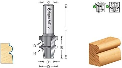 Amana Tool - 54208 Carbide Tipped Edge Beading 5/32 Radius x 7/8 Dia x 1-1/32 x 1/2" S in Saudi Arabia