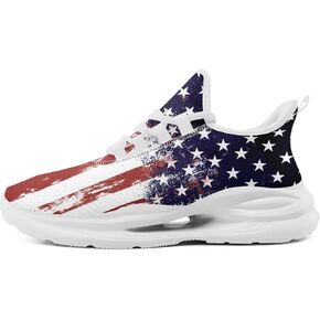 Men's Mesh Running Tennis Shoes, American Flag Patterns Design Sneakers for Patriotic Enthusiasts and Veterans in Saudi Arabia