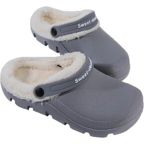 Garden Clogs Fuzzy for House : Women Men Warm Fur Lined Slippers for Winter Unisex Non-Slip Mules for Indoor Outdoor in Saudi Arabia