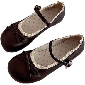 ZQW Cute Lolita Lace Mary Jane Shoes for Women Round Toe Bow Flats Sweet Kawaii Y2K Casual Walking Comfy Dressy Office in Saudi Arabia