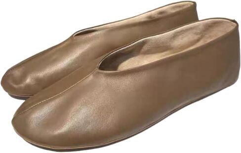 Women's Genuine Leather Ballet Flats Round Toe Slip On Minimalist Shoes Comfortable Flat Pumps for Daily Office Wear in Saudi Arabia