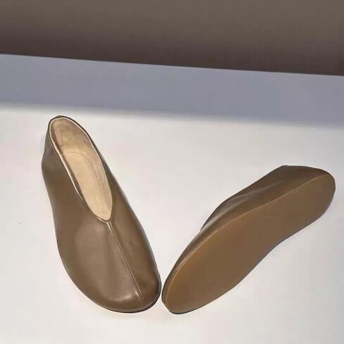 Women's Genuine Leather Ballet Flats Round Toe Slip On Minimalist Shoes Comfortable Flat Pumps for Daily Office Wear in Saudi Arabia