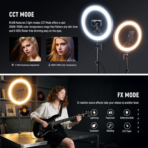 NEEWER RL45B 18" Edge Lit Desk Ring Light for Phone Camera Laptop LED Lighting Kit Phone Holder Desktop Stand Ball Head Mount Video Conference Webcam Recording Zoom Call Streaming Makeup Selfie in Kuwait