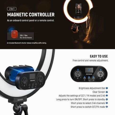 NEEWER RL45B 18" Edge Lit Desk Ring Light for Phone Camera Laptop LED Lighting Kit Phone Holder Desktop Stand Ball Head Mount Video Conference Webcam Recording Zoom Call Streaming Makeup Selfie in Kuwait