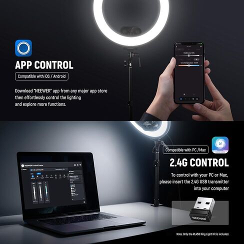 NEEWER RL45B 18" Edge Lit Desk Ring Light for Phone Camera Laptop LED Lighting Kit Phone Holder Desktop Stand Ball Head Mount Video Conference Webcam Recording Zoom Call Streaming Makeup Selfie in Kuwait
