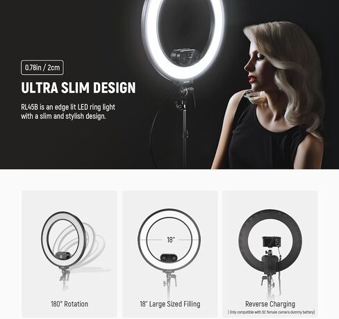 NEEWER RL45B 18" Edge Lit Desk Ring Light for Phone Camera Laptop LED Lighting Kit Phone Holder Desktop Stand Ball Head Mount Video Conference Webcam Recording Zoom Call Streaming Makeup Selfie in Kuwait