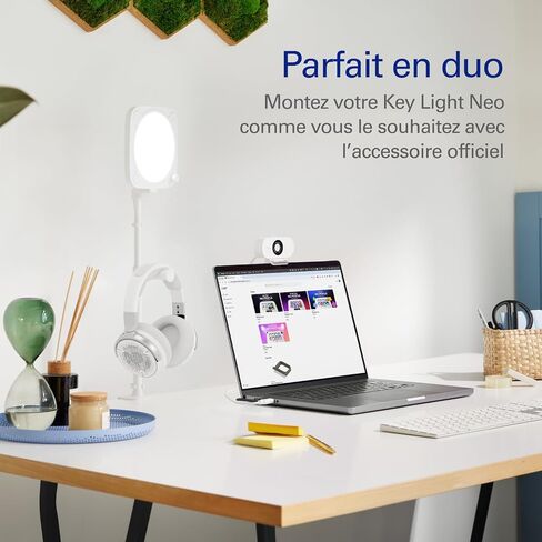 Elgato Key Light Neo with Clamp – USB Lighting for Streaming & Calls, Onboard/Wi-Fi Control, Works on Laptop|PC|Mac, Edge-Mounted Desk Stand with Adjustable Height, Tilt & Headset Holder in Kuwait