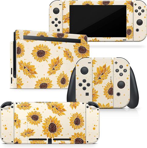 Tacky Design Sunflower Skin Compatible with Nintendo Switch OLED Skin - Vinyl 3M Nintendo Switch OLED Stickers Set - Switch OLED Skin for Console, Dock, Joy Con Wrap - Decal Full Wrap in Kuwait