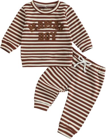 Douhoow Baby Boy Fall Winter Winter Letter مقرضة من طاقم مضلعة الرقبة in Kuwait