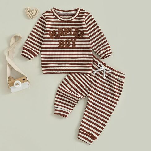 Douhoow Baby Boy Fall Winter Winter Letter مقرضة من طاقم مضلعة الرقبة in Kuwait