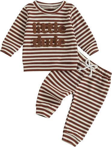 Douhoow Baby Boy Fall Winter Winter Letter مقرضة من طاقم مضلعة الرقبة in Kuwait