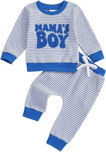 Douhoow Baby Boy Fall Winter Winter Letter مقرضة من طاقم مضلعة الرقبة in Kuwait