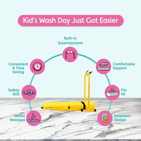 ShampooTime Shampoo Mat for Children, Toddlers, Kids with Phone Holder and Entertainment Bar| Hair Washing Mat on Sink | Hair Washing Mat for Kids| Tear-Free for Children (Deluxe, Bumblebee) in Saudi Arabia