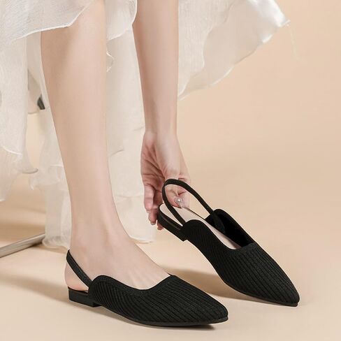Slingback Flats for Women Pointed Toe Flats Breathable Knit Comfortable Dressy Casual for Work Office Ballet Flats in Saudi Arabia