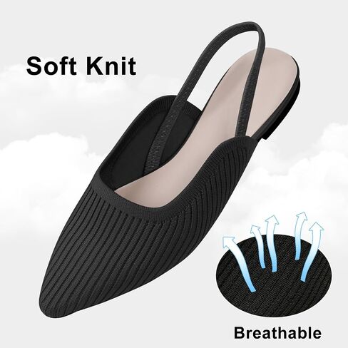 Slingback Flats for Women Pointed Toe Flats Breathable Knit Comfortable Dressy Casual for Work Office Ballet Flats in Saudi Arabia