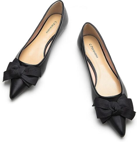 C.Paravano Pointy Bow Flats Flats Women’s Flats مريحة أحذية زلارية أنيقة للمكاتب غير الرسمية in Kuwait