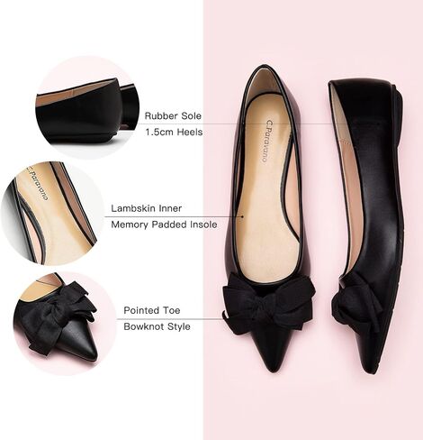 C.Paravano Pointy Bow Flats Flats Women’s Flats مريحة أحذية زلارية أنيقة للمكاتب غير الرسمية in Kuwait
