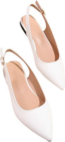 Oyoangle Women's Slingback Flats أنيقة مسطحة الباليه ذات إصبع القدم الأنيق مع حزام مشبك أحذية أنيقة in Kuwait
