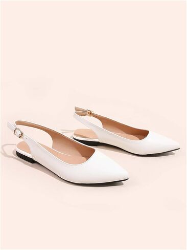 Oyoangle Women's Slingback Flats أنيقة مسطحة الباليه ذات إصبع القدم الأنيق مع حزام مشبك أحذية أنيقة in Kuwait