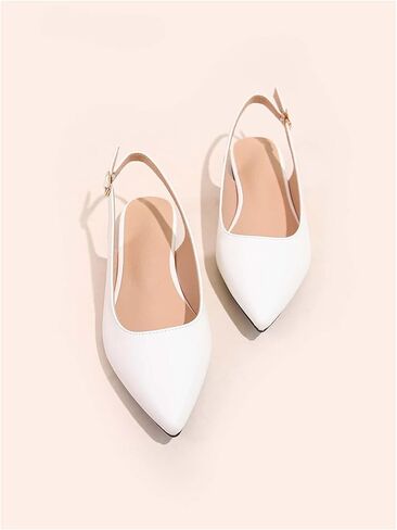 Oyoangle Women's Slingback Flats أنيقة مسطحة الباليه ذات إصبع القدم الأنيق مع حزام مشبك أحذية أنيقة in Kuwait