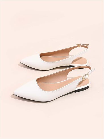 Oyoangle Women's Slingback Flats أنيقة مسطحة الباليه ذات إصبع القدم الأنيق مع حزام مشبك أحذية أنيقة in Kuwait