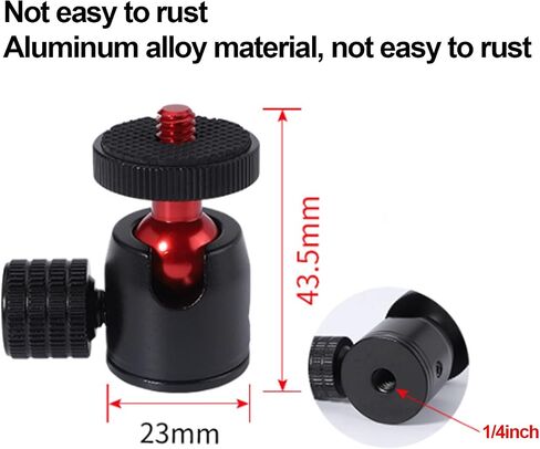 Mini Tripod Ball Head with 1/4 Inch Screw and Hot Shoe Mount Adapter for DSLR Cameras and Ring Lights, 360 Degree Swivel Design for Enhanced Photography in Saudi Arabia