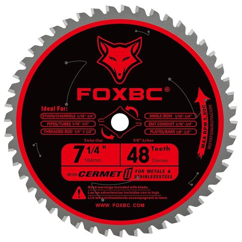 FOXBC 7 1/4 inch Metal Circular Saw Blade 48 Teeth, Metal and Stainless Steel Cutting Saw Blade, Ceramic Carbide with 5/8 Arbor - 2 Pack in Saudi Arabia