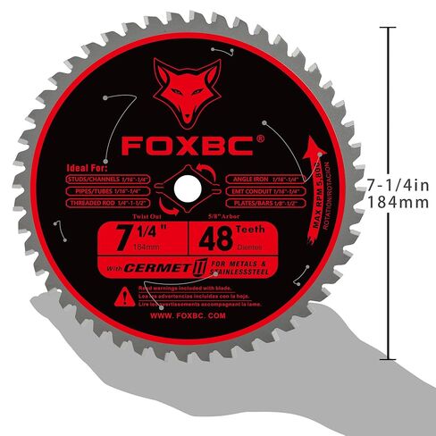 FOXBC 7 1/4 inch Metal Circular Saw Blade 48 Teeth, Metal and Stainless Steel Cutting Saw Blade, Ceramic Carbide with 5/8 Arbor - 2 Pack in Saudi Arabia