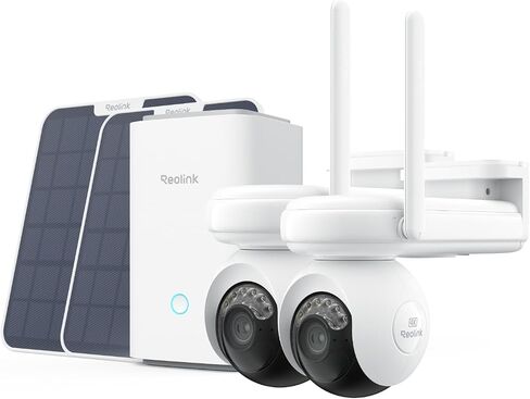 Reolink 2x Altas PT Ultra مع لوحة الطاقة الشمسية ومركز المنزل ، 4K كاميرات الأمان الشمسية اللاسلكية ، عمر بطارية 500 يوم ، رؤية ليلية ملونة ، 360 درجة تتبع تلقائي ، تخزين محلي in Saudi Arabia