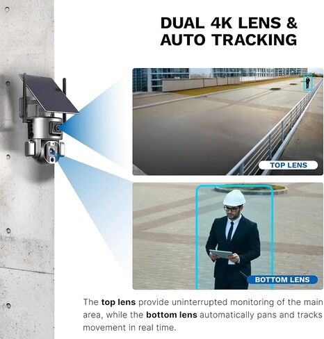 S4 Pro Solar Security Camera – New 4G/LTE, Dual 4K Lenses,10× Optical Zoom, AI Human Detection, Auto-Tracking, 100-Day Solar Battery, 2-Way Talk, Easy Install, No Subscription in Saudi Arabia