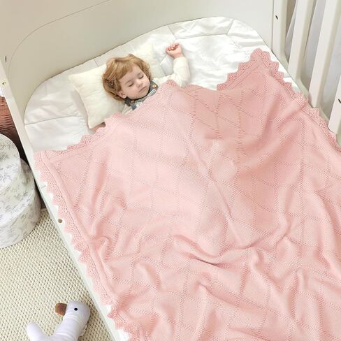 Hadetoto متماسكة بطانيات الأطفال للفتيان الفتيات ، بطانية سرير قطنية 100 ٪ لطفل الأطفال طفل الأطفال ، بطانيات حضانة ناعمة وخفيفة الوزن (أبيض) in Kuwait