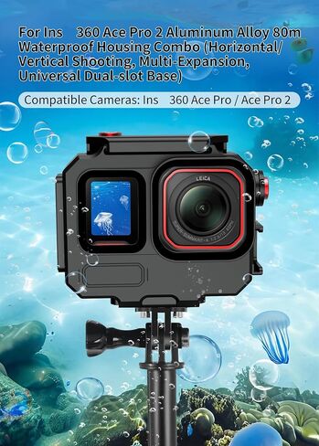 80M Aluminum Waterproof Case for Ace Pro/Ace Pro 2, Camera Dive Cases with Magnetic Mount Adapter, Camera Diving Protective Housing Shell (only Diving Case) in Saudi Arabia