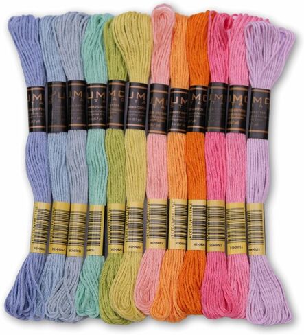 UMC STAG Pack of 50 Popular Colours Premium Embroidery Thread | 100% Egyptian Cotton Premium Skeins | Cross Stitch Embroidery Floss | Oeko TEX Certified Stranded Cotton | Ideal for Arts & Crafts in Kuwait