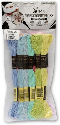 UMC STAG Pack of 50 Popular Colours Premium Embroidery Thread | 100% Egyptian Cotton Premium Skeins | Cross Stitch Embroidery Floss | Oeko TEX Certified Stranded Cotton | Ideal for Arts & Crafts in Kuwait