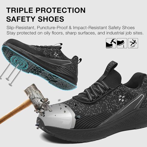 SPIEZ Slip-On Safety Shoes for Men & Women - Non-Steel Composite Toe, Fashion Sneaker Design, Hands-Free Convenience, All-Day Protection, US 5.5-13.5 in Saudi Arabia