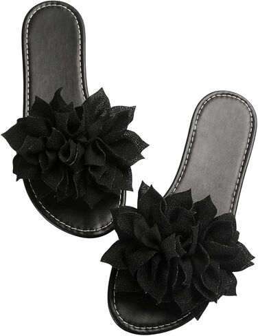GORGLITTER Women's Flower Sandals 3D Floral Open Toe Cute Flat Slippers Dressy Summer Beach Slides 2025 in Saudi Arabia