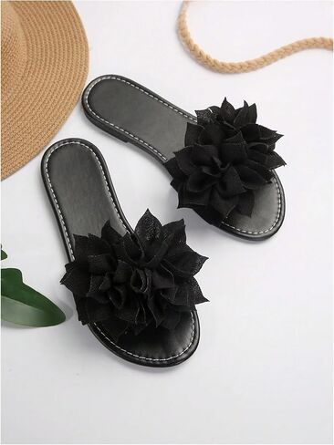 GORGLITTER Women's Flower Sandals 3D Floral Open Toe Cute Flat Slippers Dressy Summer Beach Slides 2025 in Saudi Arabia
