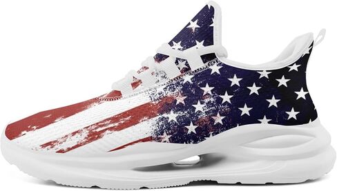 Men's Mesh Running Tennis Shoes, American Flag Patterns Design Sneakers for Patriotic Enthusiasts and Veterans in Saudi Arabia