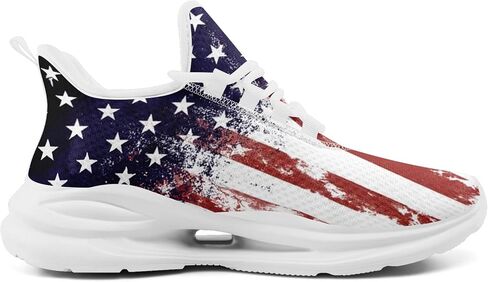 Men's Mesh Running Tennis Shoes, American Flag Patterns Design Sneakers for Patriotic Enthusiasts and Veterans in Saudi Arabia