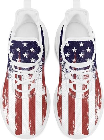 Men's Mesh Running Tennis Shoes, American Flag Patterns Design Sneakers for Patriotic Enthusiasts and Veterans in Saudi Arabia