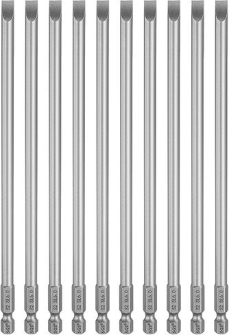 Harfington 10pcs SL6 قطع مفك البراغي ذات الفترة الزمنية 6 ملم طرف زحف 1/4 "Hex Shank 150mm (6") الرأس المسطح الطويل S2 S2 STEEL SCREAL DRIVER BITS in Saudi Arabia