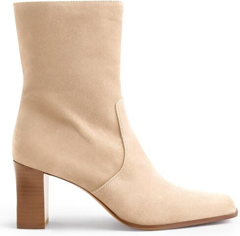 Coutgo Womens Chunky Block Heel Ankle Boots Square Toe Side Zipper Booties Faux Suede Fall Dress Shoes in Saudi Arabia