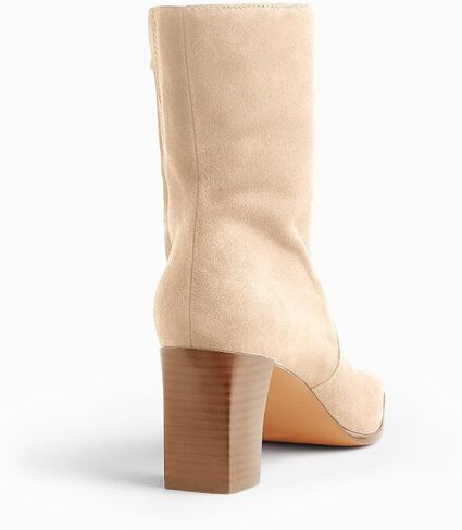 Coutgo Womens Chunky Block Heel Ankle Boots Square Toe Side Zipper Booties Faux Suede Fall Dress Shoes in Saudi Arabia