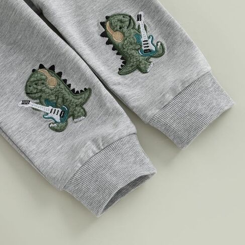 Wztyyds Toddler Boy Fall Closey Dinosaur Guitar Embroidery Long Pullover Sweatshirt Pants مجموعات 2PCS الشتاء الزي الشتوي in Saudi Arabia